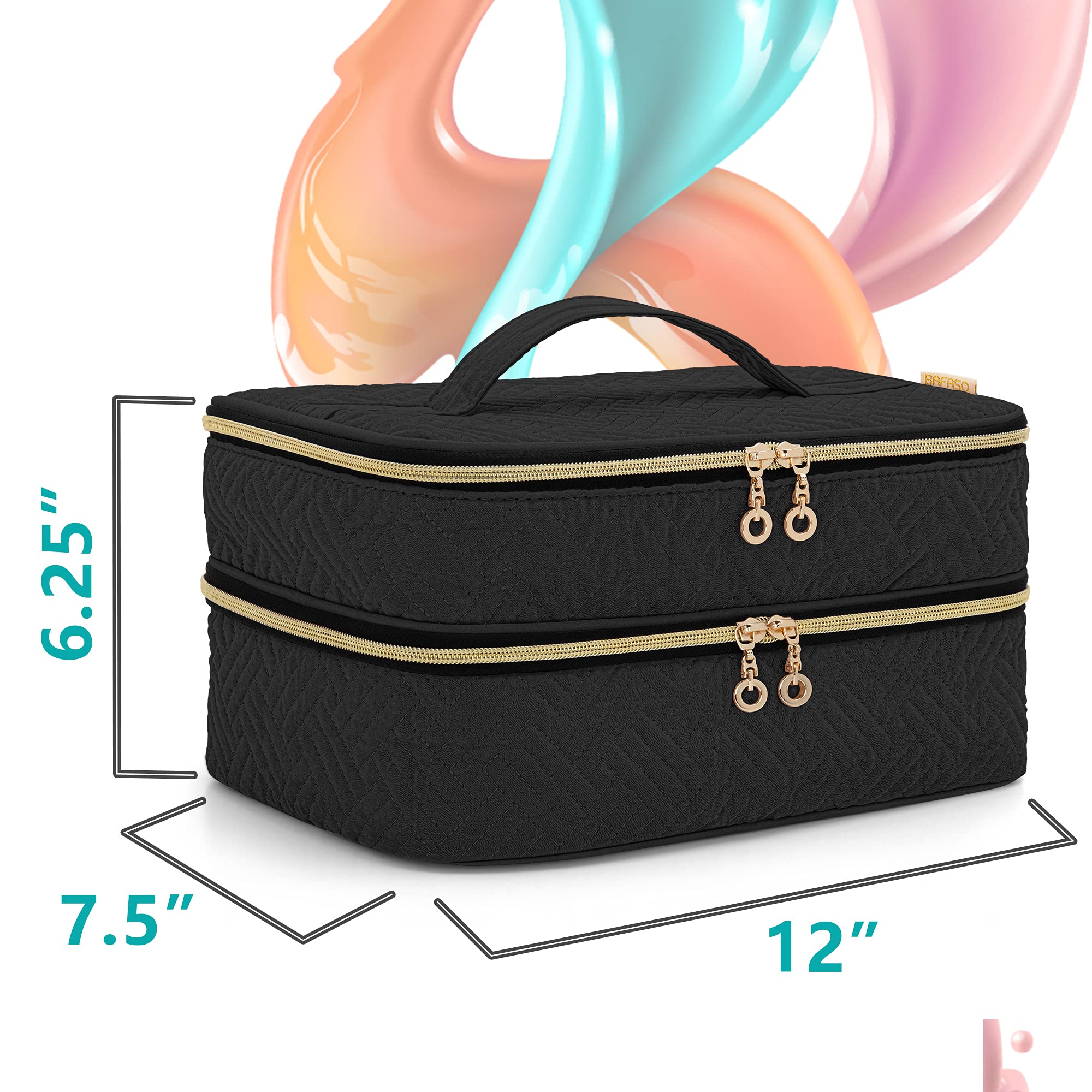 BAFASO 40 Bottle Nail Polish Organizer Case with Manicure Tools Storage - Holds 15ml (0.5 fl.oz) Bottles, Patented Black Design for Salon & Home Nail Care Organization