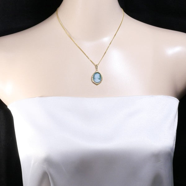 18K Yellow Gold Stone Cameo Necklace for Women - Vintage Handmade Jewelry Gift - Perfect for Weddings, Anniversaries & Special Occasions