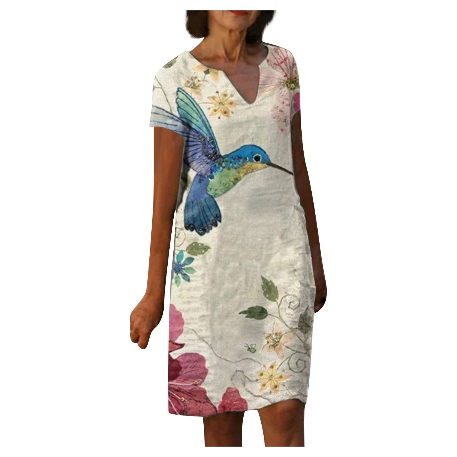 HUANKD Women's Sunflower Print Maternity Dress - Casual Loose T-Shirt Dress with Tie-Up Waist for Pregnancy, Sizes S-2XL - Perfect for Baby Showers, Summer Outings & Formal Occasions