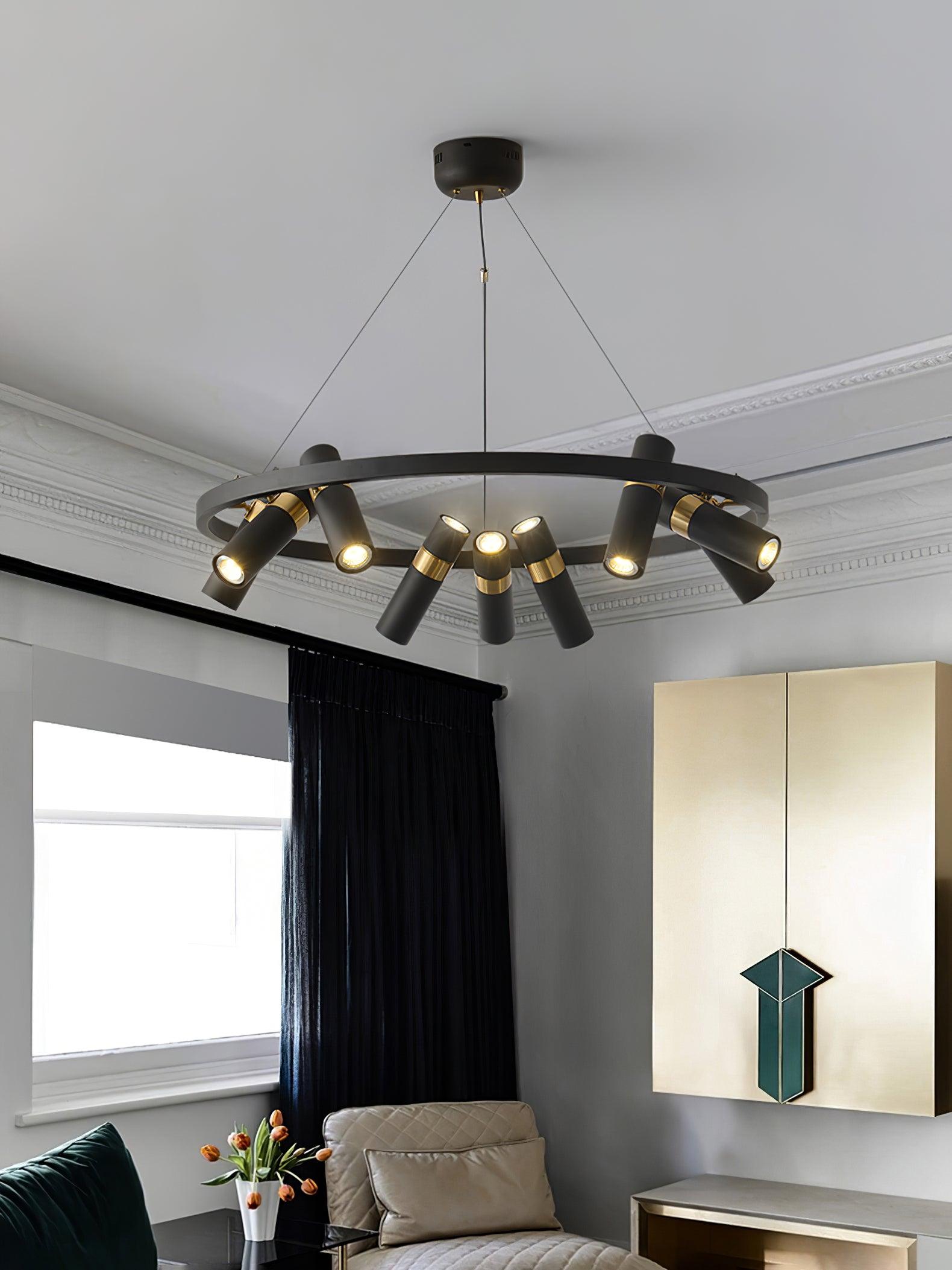 Black Multi Pipe Chandelier - Industrial Style Ceiling Light Fixture for Dining Room, Living Room & Bedroom Decor