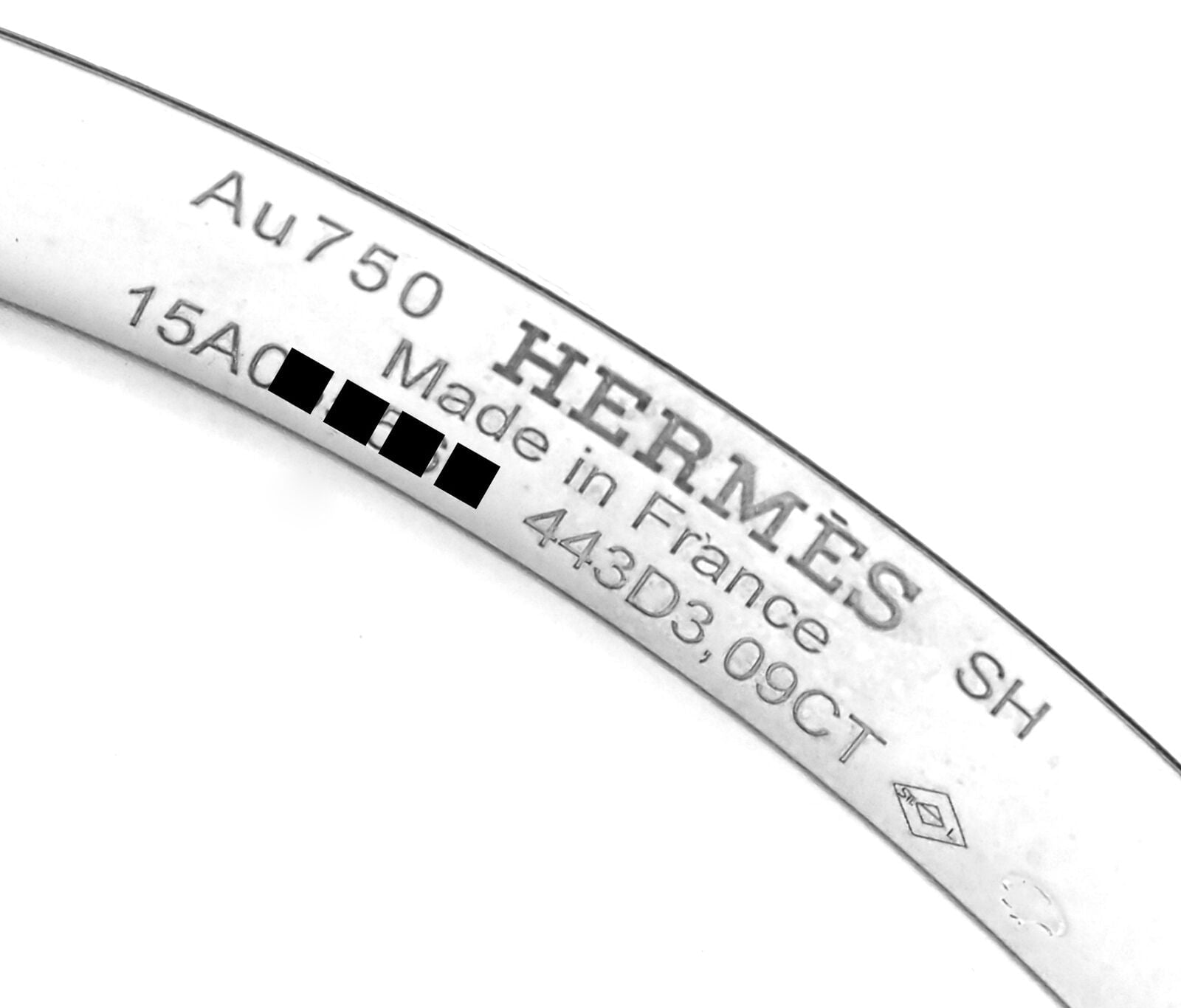 Authentic Hermes H D'Ancre 18k White Gold Diamond Small Bangle Bracelet - Luxury Jewelry for Women, Perfect Gift for Anniversary, Birthday & Special Occasions