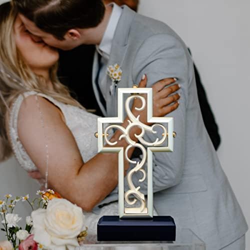 Unity Cross® Black and Pearl White Wedding Ceremony Set - Elegant Unity Candle & Sand Alternative for Christian, Catholic, Non-Denominational Weddings - Perfect for Vow Renewals, Anniversary Celebrations and Romantic Ceremonies