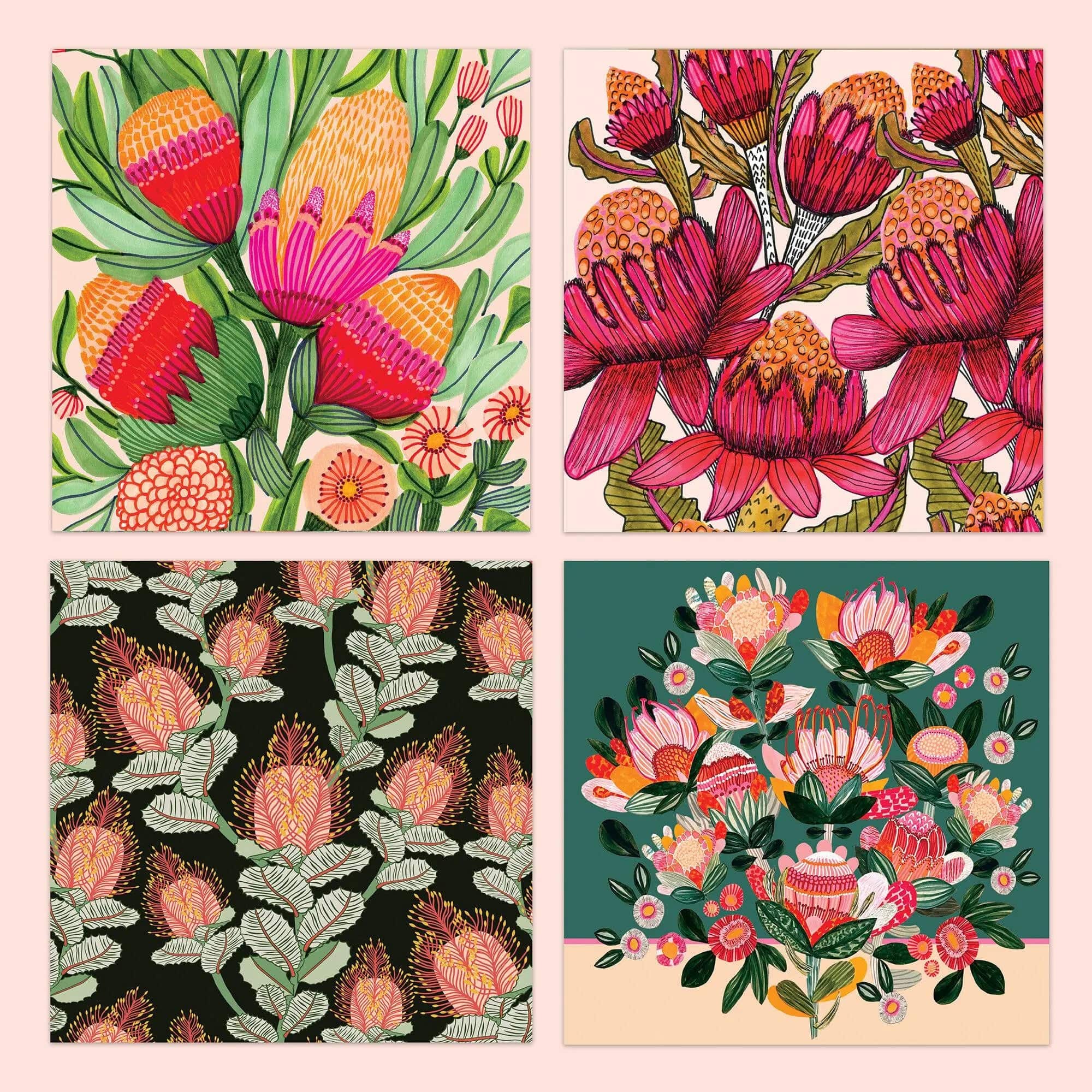 Australian Flora Greeting Card Set - Beautiful Botanical Designs for Birthdays, Anniversaries & Special Occasions