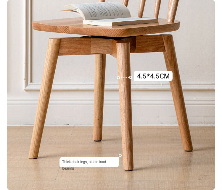 Premium Oak Solid Wood Windsor Chairs - 360 Degree Swivel Dining Set of 4 - Perfect for Kitchen, Dining Room & Home Office Furniture