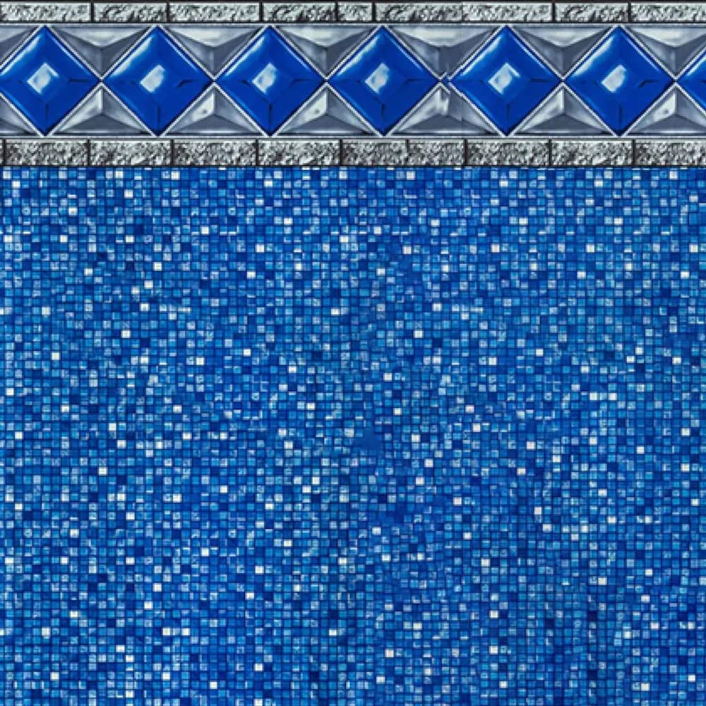 Smartline Crystal Tile 18-Foot Round Pool Liner | UniBead Style | 52-Inch Wall Height | 20 Gauge Virgin Vinyl | Durable Above-Ground Swimming Pool Liner for Steel Sided Pools | Perfect for Backyard, Family Gatherings & Summer Fun