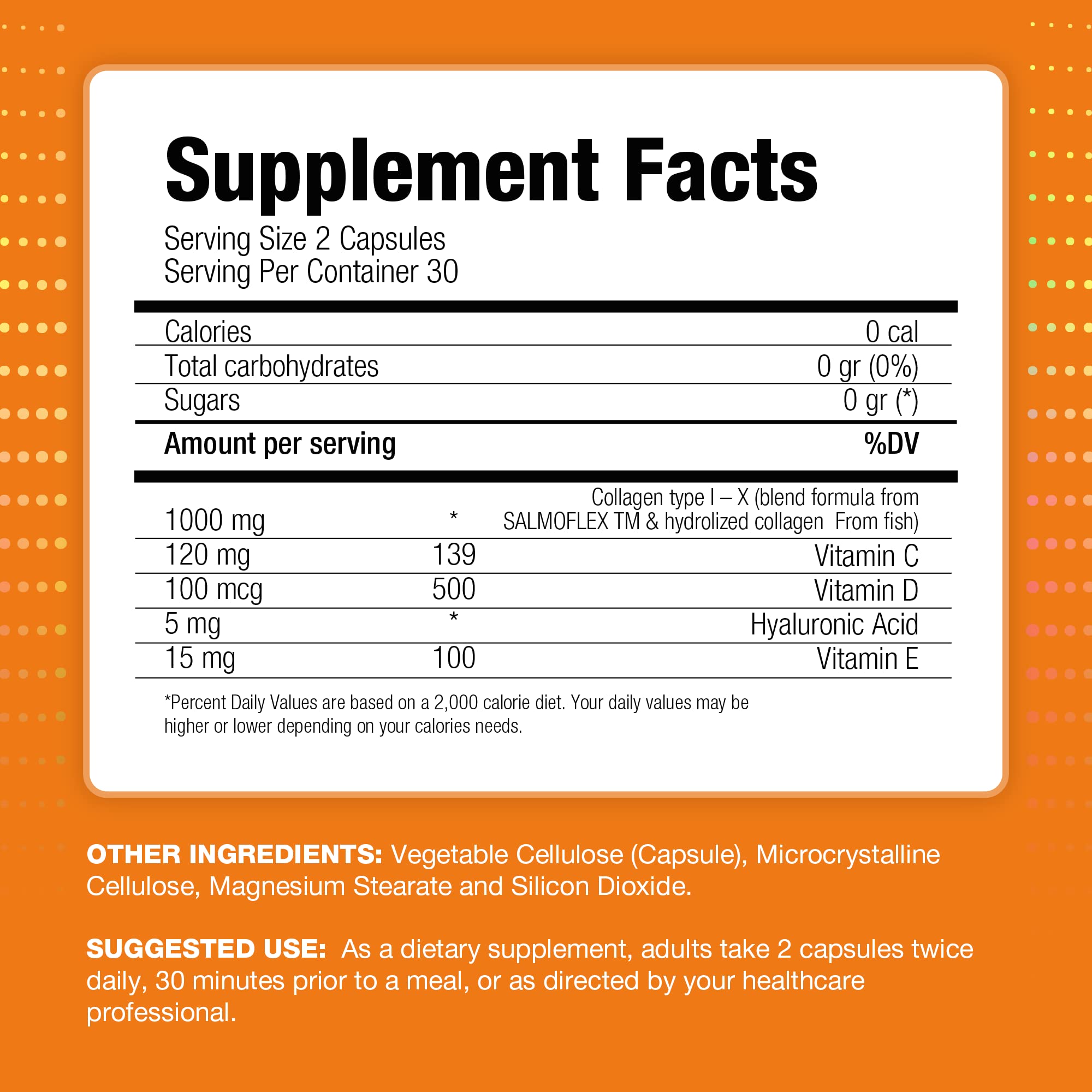 Premium Marine Collagen Peptides with Hyaluronic Acid & Vitamins C, D, E - Wild Salmon Supplement for Joint, Bone & Skin Health - Hair & Nail Support - 60 Capsules (2-Pack) | Ideal for Active Lifestyles, Anti-Aging & Beauty Routines