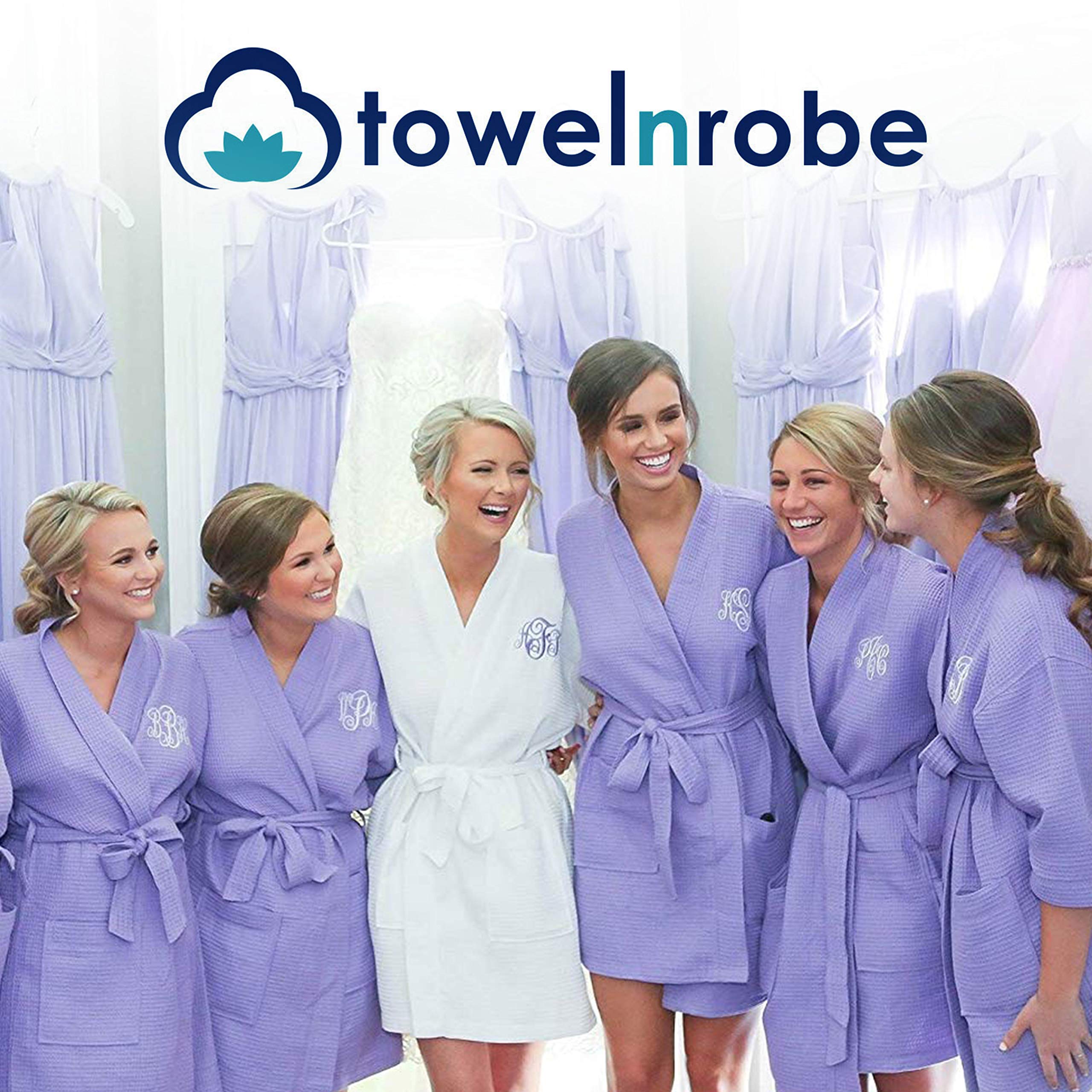 Soft Touch Linen Personalized Waffle Robe with Custom Embroidery - Women's Lightweight Cotton Polyester Blend Bathrobe for Spa, Home Relaxation & Gift Giving