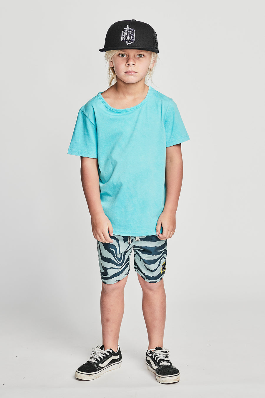 Boys Munster Graphic T-Shirt - Soft Washed Out Aqua Tee for Kids | Casual Wear, School Outfits & Playdates