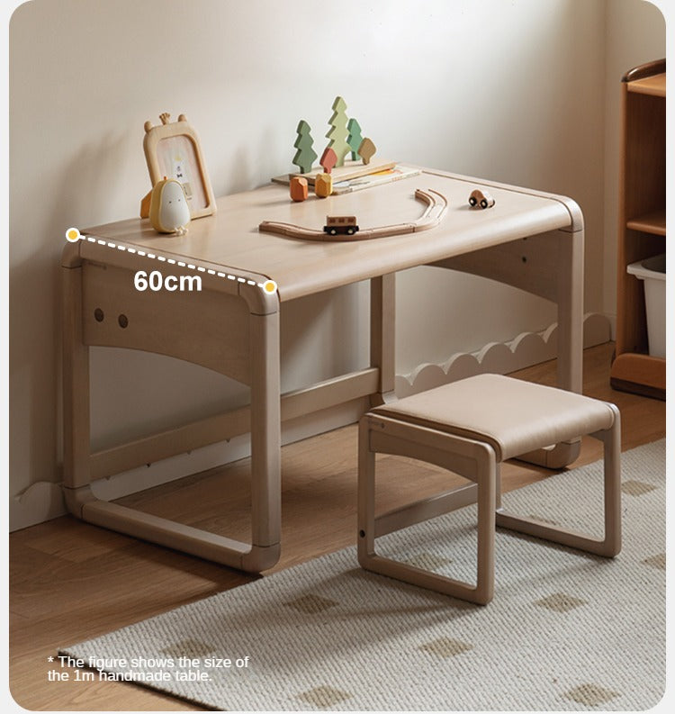Handmade Solid Birch Wood Children's Writing Desk - Kids Study Table for Home & Classroom Learning Activities