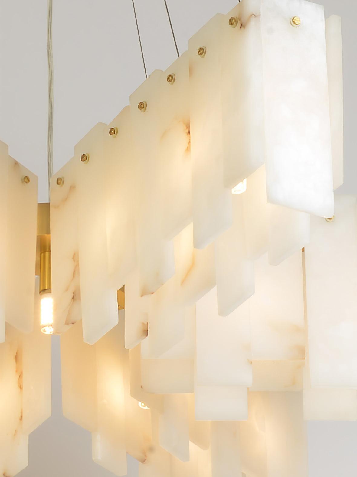 Elegant Alabaster Cascade Tiered Chandelier - Modern Crystal Ceiling Light Fixture for Dining Room, Living Room & Bedroom Decor