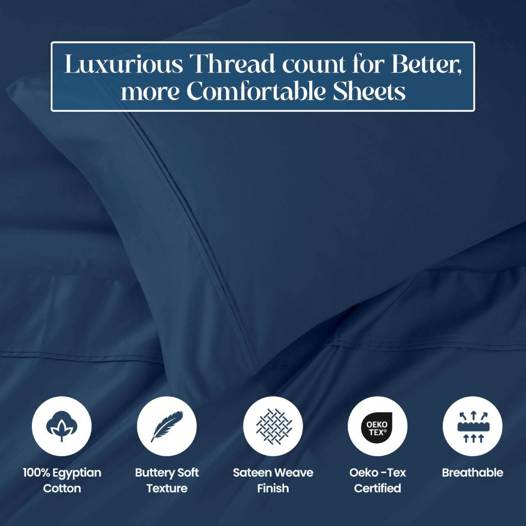 Premium 1200 Thread Count Egyptian Cotton Pillowcase Set - 2 Piece, Ultra Soft & Breathable for a Luxurious Sleep Experience | Perfect for Bedroom, Hotel, and Home Decor