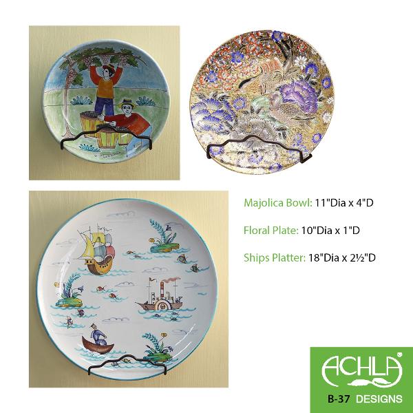 2 Pack Plate Wall Hangers - Decorative Plate Display Hooks for Kitchen, Dining Room & Wall Decor - Perfect for Hanging Plates, Platters & Decorative Dishes