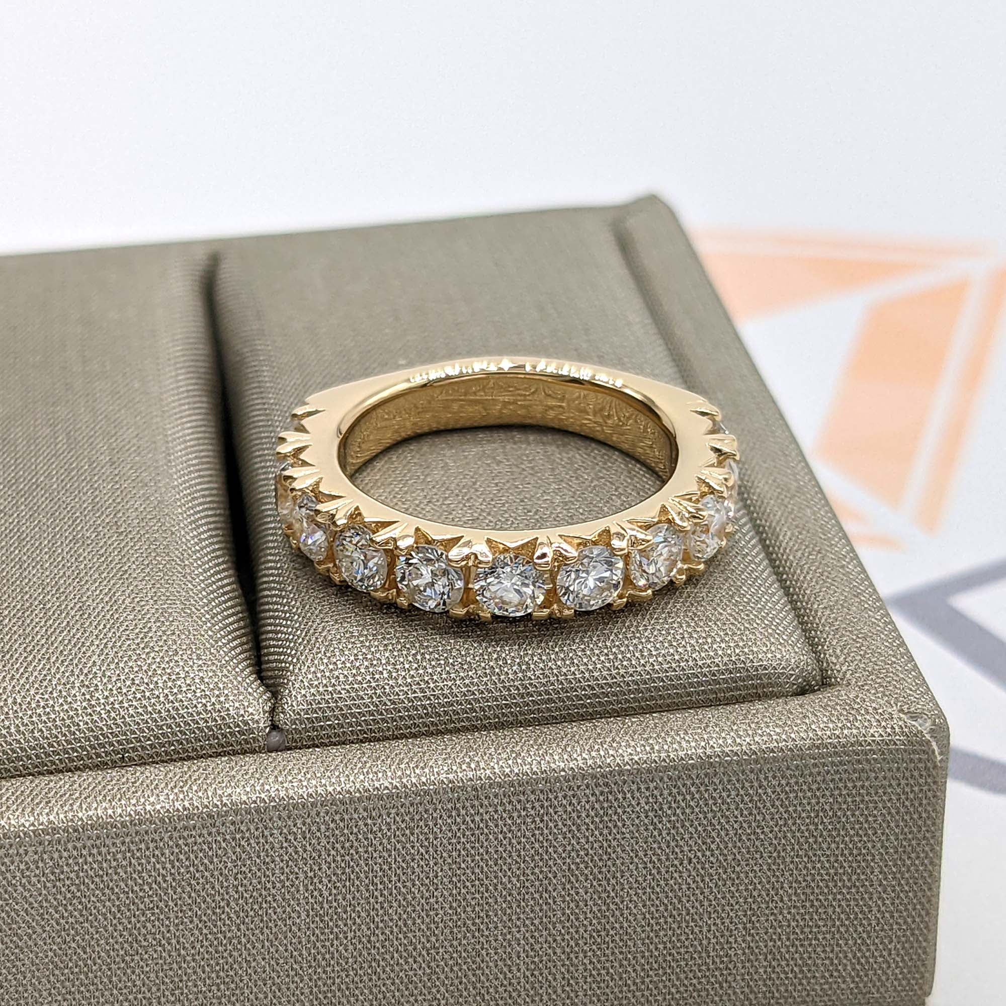 1.40 Carat French Pave Diamond Wedding Band - 11 Stone Engagement Ring for Women - Perfect for Bridal, Anniversary & Special Occasions