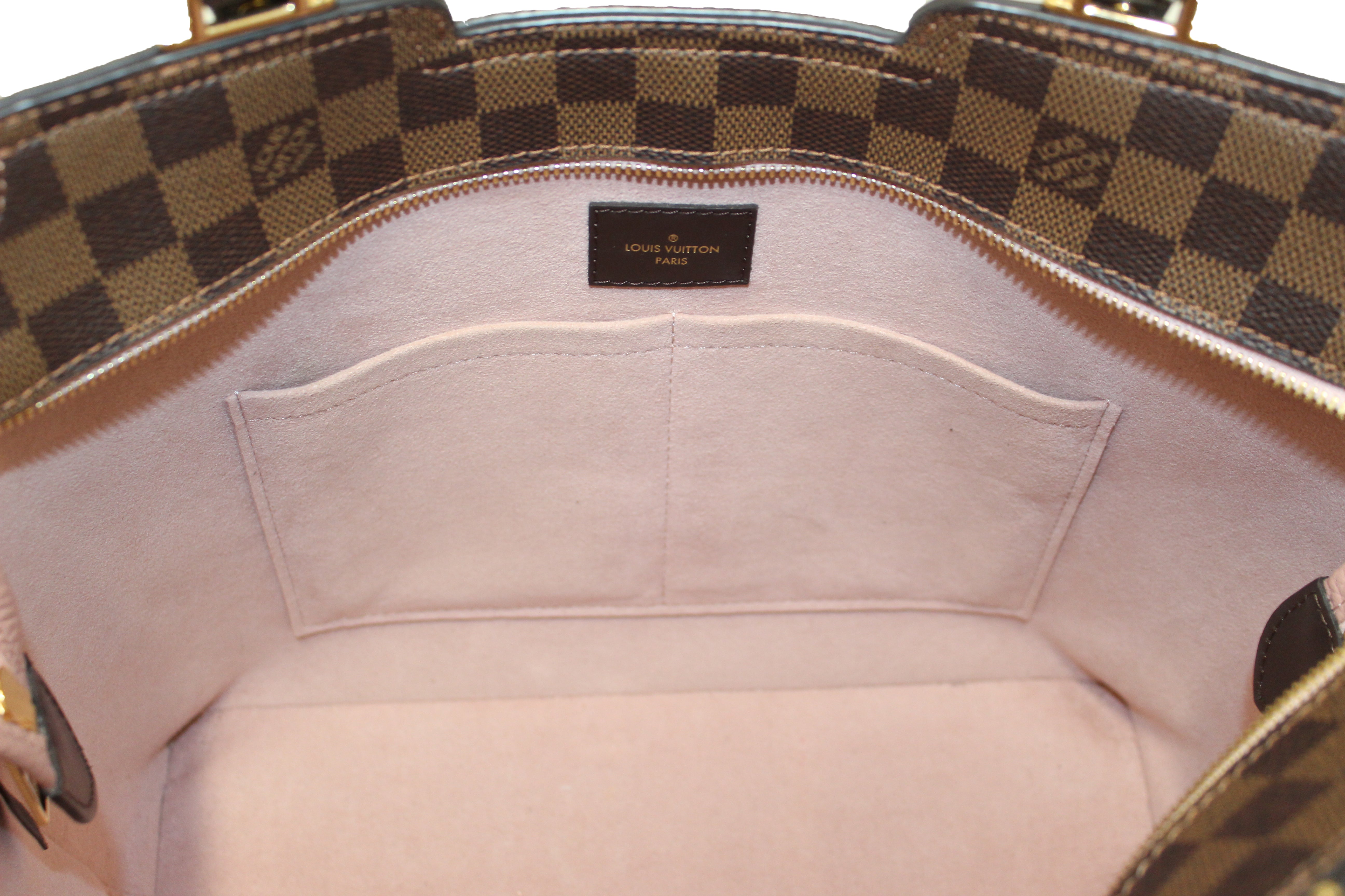 Authentic Louis Vuitton Damier Ebene Tote Bag with Pink Leather Trim - Luxury Designer Handbag for Women, Perfect for Work, Travel & Everyday Use