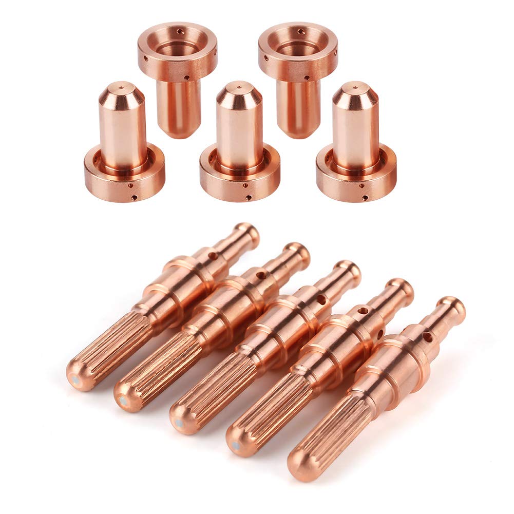 5pcs 9-8215 Electrodes & 5pcs 9-8207 Nozzle Tips Replacement Parts for Thermal Dynamics SL60/SL100 Plasma Cutter Torch - Compatible with Plasma Cutting & Welding Equipment - Perfect for Metal Fabrication, Automotive Repair & DIY Projects