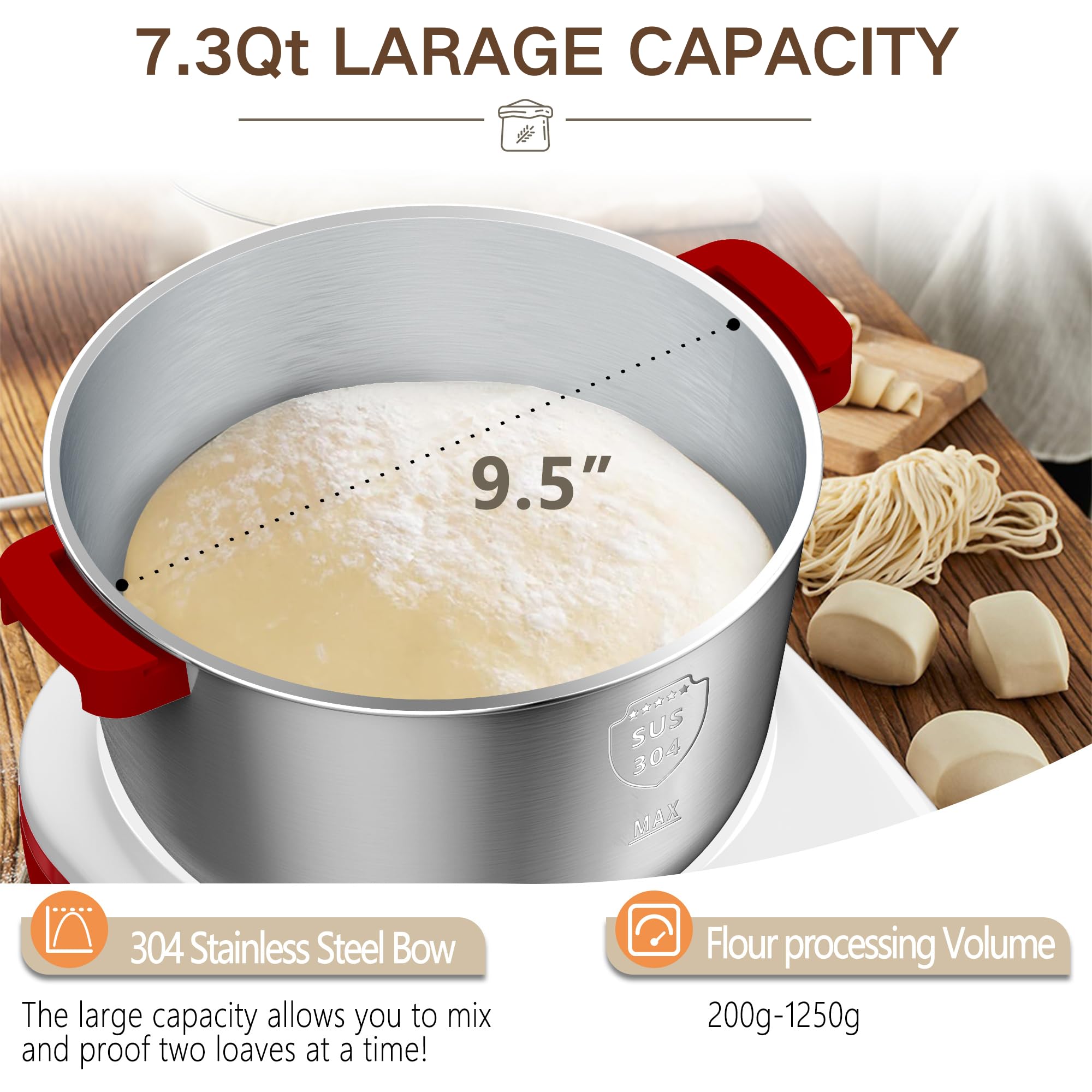 Commercial Electric Dough Mixer with Ferment Function - 7L (7.3QT) Stainless Steel Dough Maker with Microcomputer Timer - Perfect for Pizza, Bread, Baking & Christmas Gifts - Ideal for Home Bakeries, Restaurants & Holiday Cooking