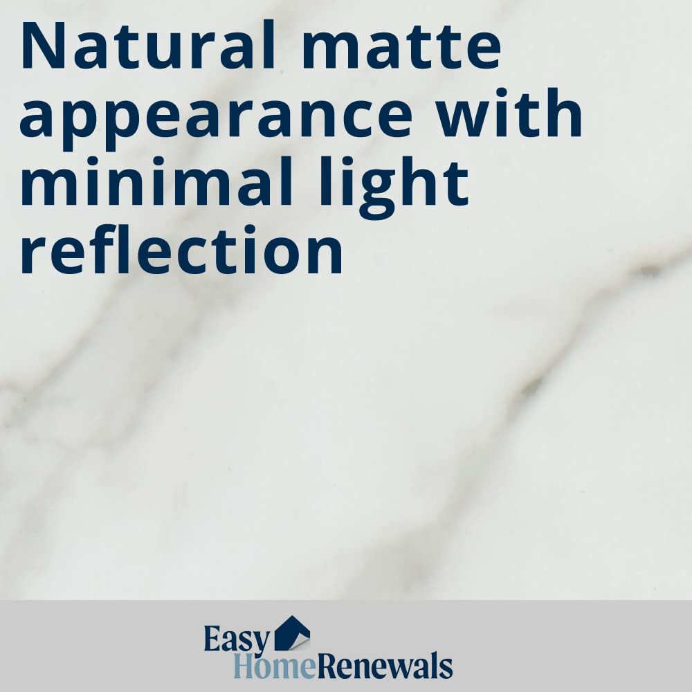 Premium 36” x 144” Peel & Stick Vinyl Laminate Countertop Cover - Honed White Marble Design | No Seams, Durable Self-Adhesive | Easy Installation for Kitchen, Bathroom, Office & RV Countertops | 12ft Length