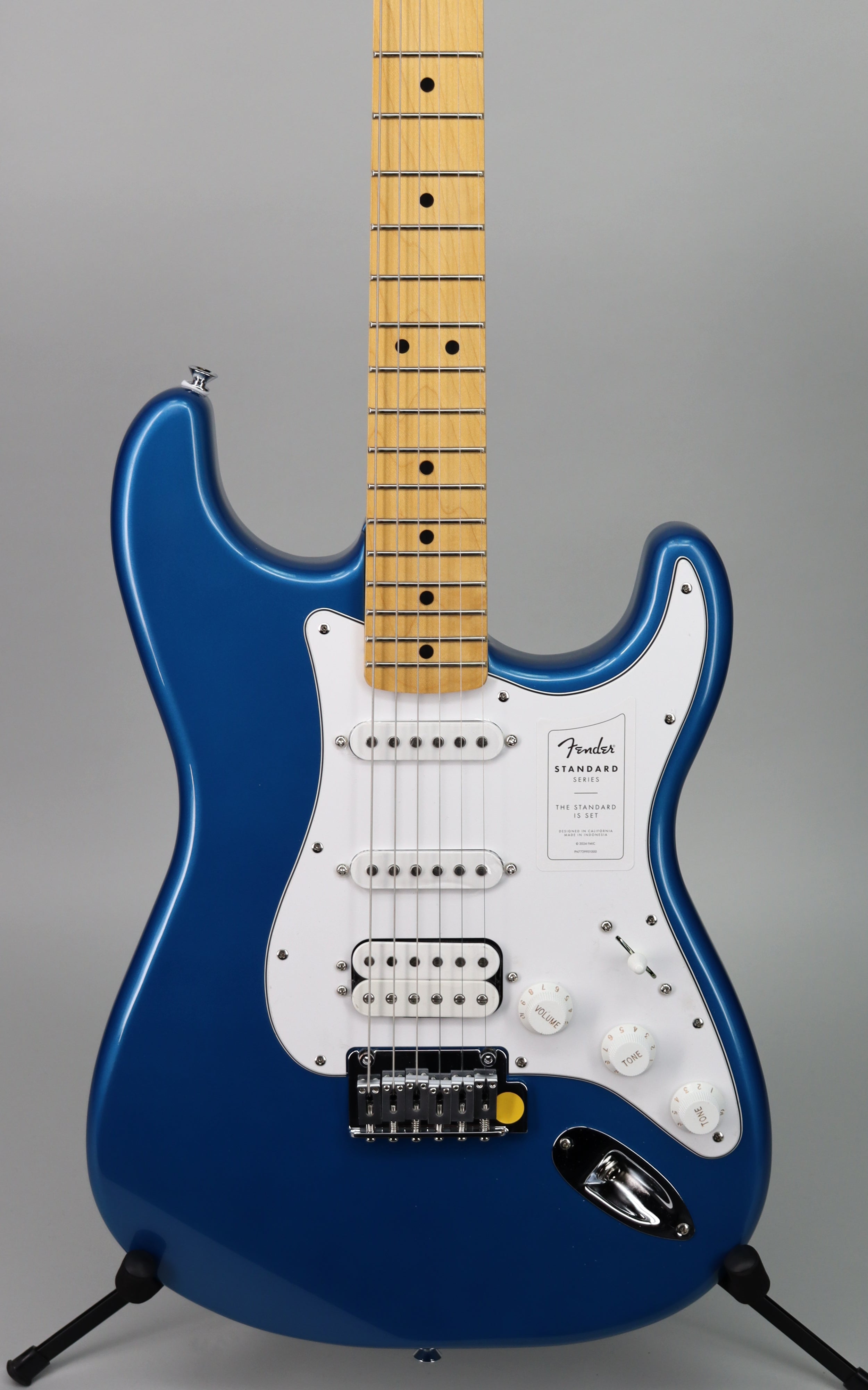 Fender Standard Stratocaster HSS Electric Guitar Bundle with Mustang LT25 Amplifier - Aqua Marine Metallic Finish for Home Practice & Live Performances