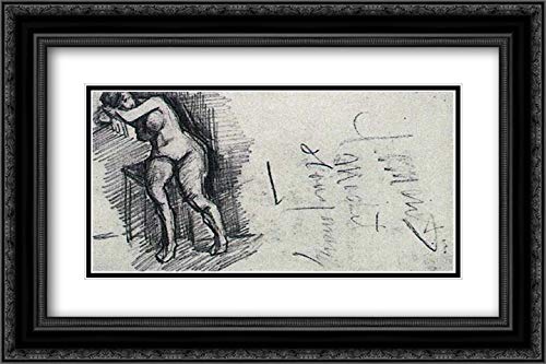 Vincent van Gogh Female Nude Seated Art Print - 24x16 Inch Black Ornate Framed Museum Quality Double Matted Wall Decor - Perfect for Living Room, Bedroom & Office Art Display