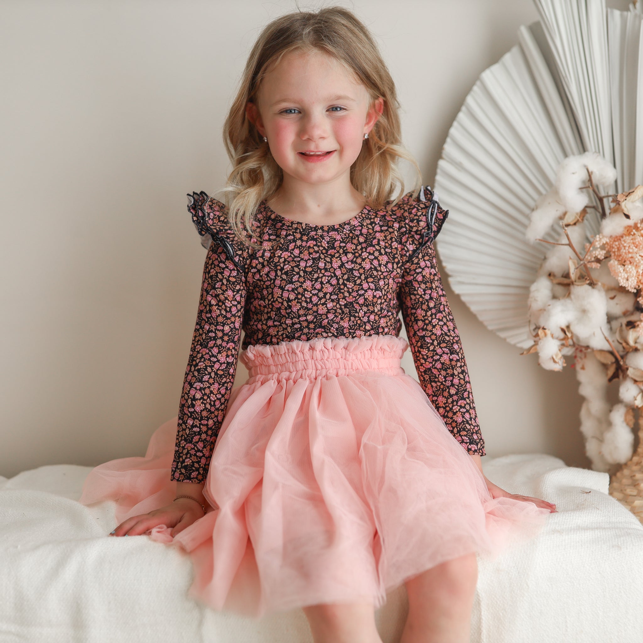 Peach Dust Tulle Tutu Skirt for Girls - Elegant Ballet Dance Skirt for Toddler Princess Costume, Birthday Party & Photo Shoot