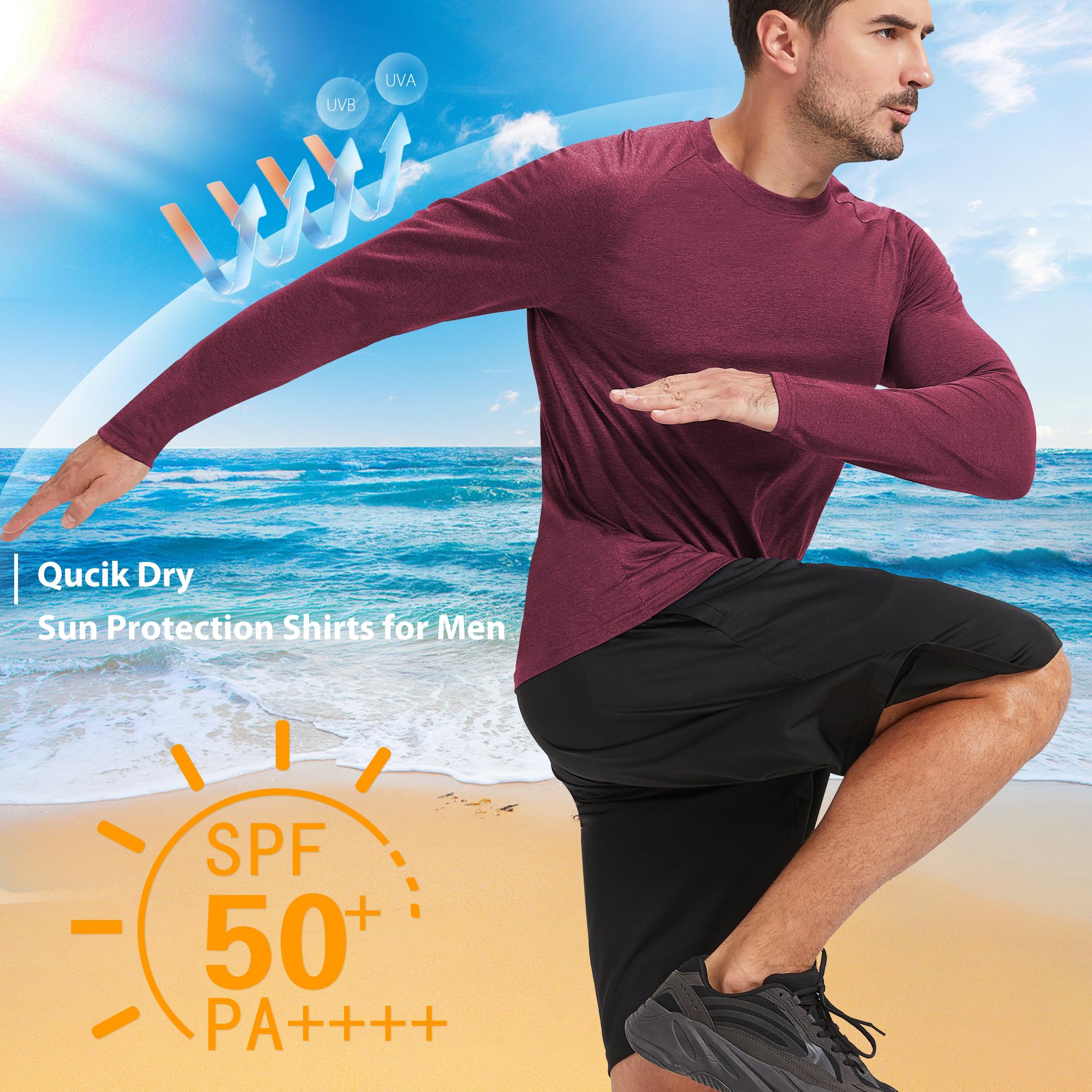4-7 Pack Men's Quick Dry Moisture Wicking Long Sleeve Shirts - Breathable Workout Tees for Running, Gym & Outdoor Activities