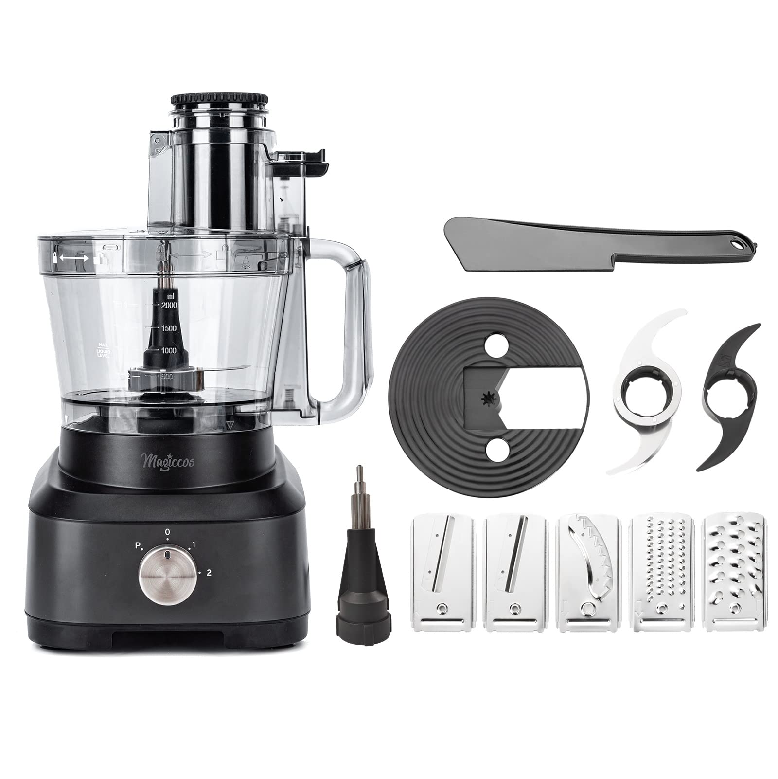 14-Cup French Fry Cutter & Food Processor - Large Feed Chute, Grey, Cheese Shredder, Meat Chopper for Slicing, Mixing & Dough Making | Perfect for Home Kitchen, Meal Prep & Party Cooking