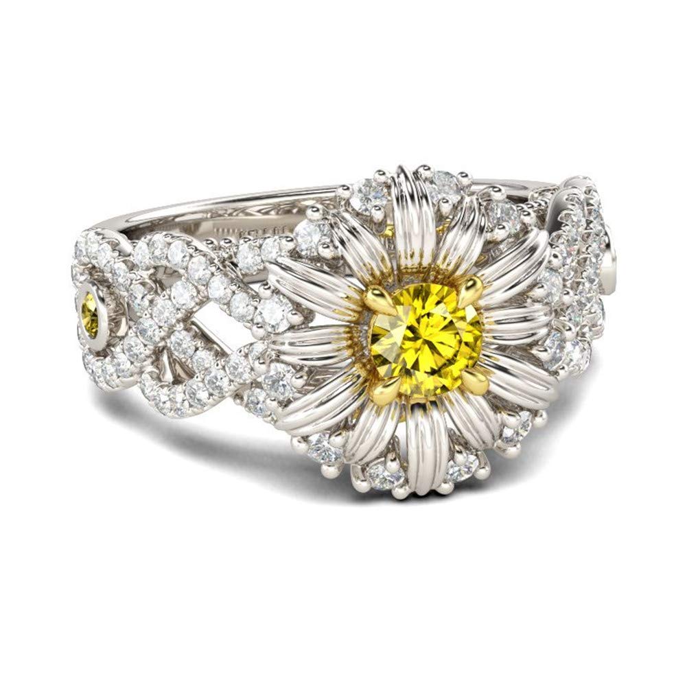 Jeulia 925 Sterling Silver Daisy Flower Ring for Women - Intertwined Hawaiian Floral Engagement Ring Set with White Diamond Halo, Bridal Wedding Anniversary Birthday Gift (Includes Jewelry Box) | Perfect for Beach Weddings, Tropical Vacations and Romantic Occasions