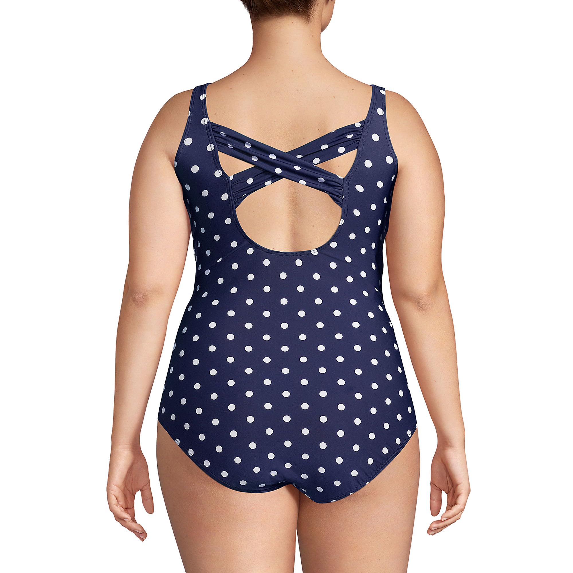 Lands' End Women's Slender Suit Carmela One Piece Swimsuit - Slimming Bathing Suit for Women, Tummy Control Swimwear - Perfect for Beach, Pool & Vacation