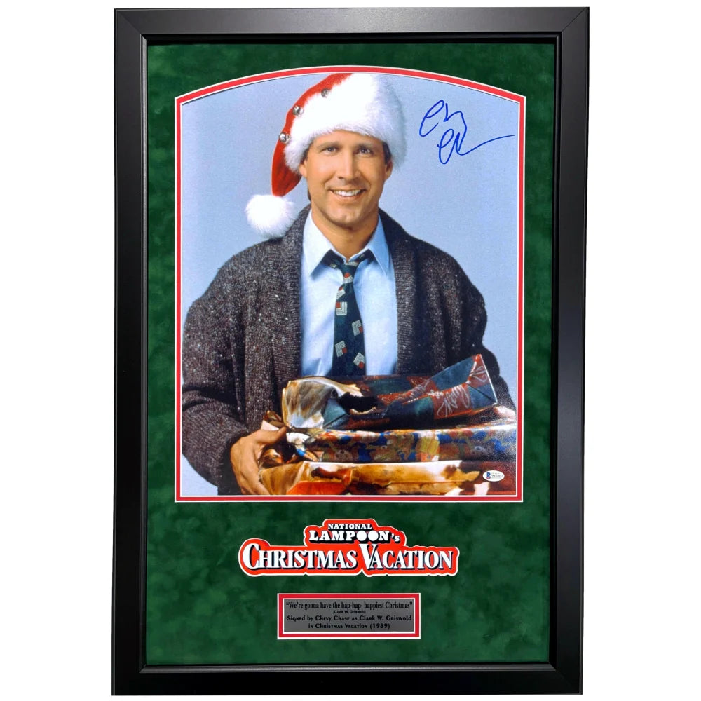 Chevy Chase Signed Christmas Vacation 16x20 Photo Framed with BAS COA - Authentic Autograph Collectible Gift for Movie Fans & Holiday Decor
