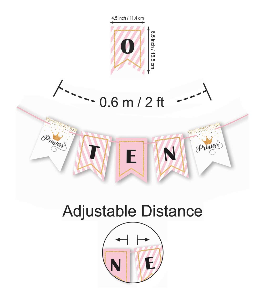 10th Birthday Party Decorations for Kids - 'I Am Ten' Pennant Banner Flags, Bunting Garland for Boy & Princess Themed Celebrations | Perfect for Birthday Parties, Classroom Decor, and Photo Backdrops