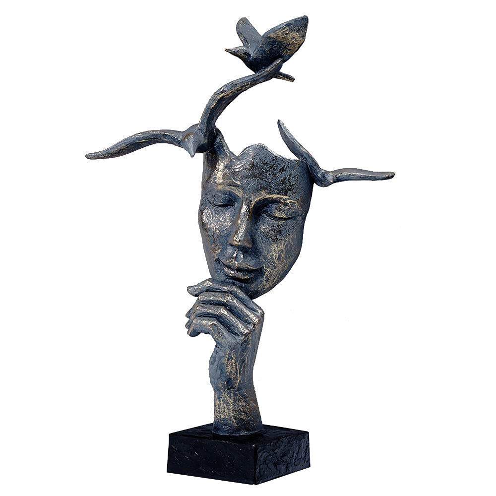 Silent Thinker Statue - Rustic Resin Abstract Sculpture for Home, Office & Piano Decor | Handcrafted Figurine for Entrance, Study & Meditation Spaces