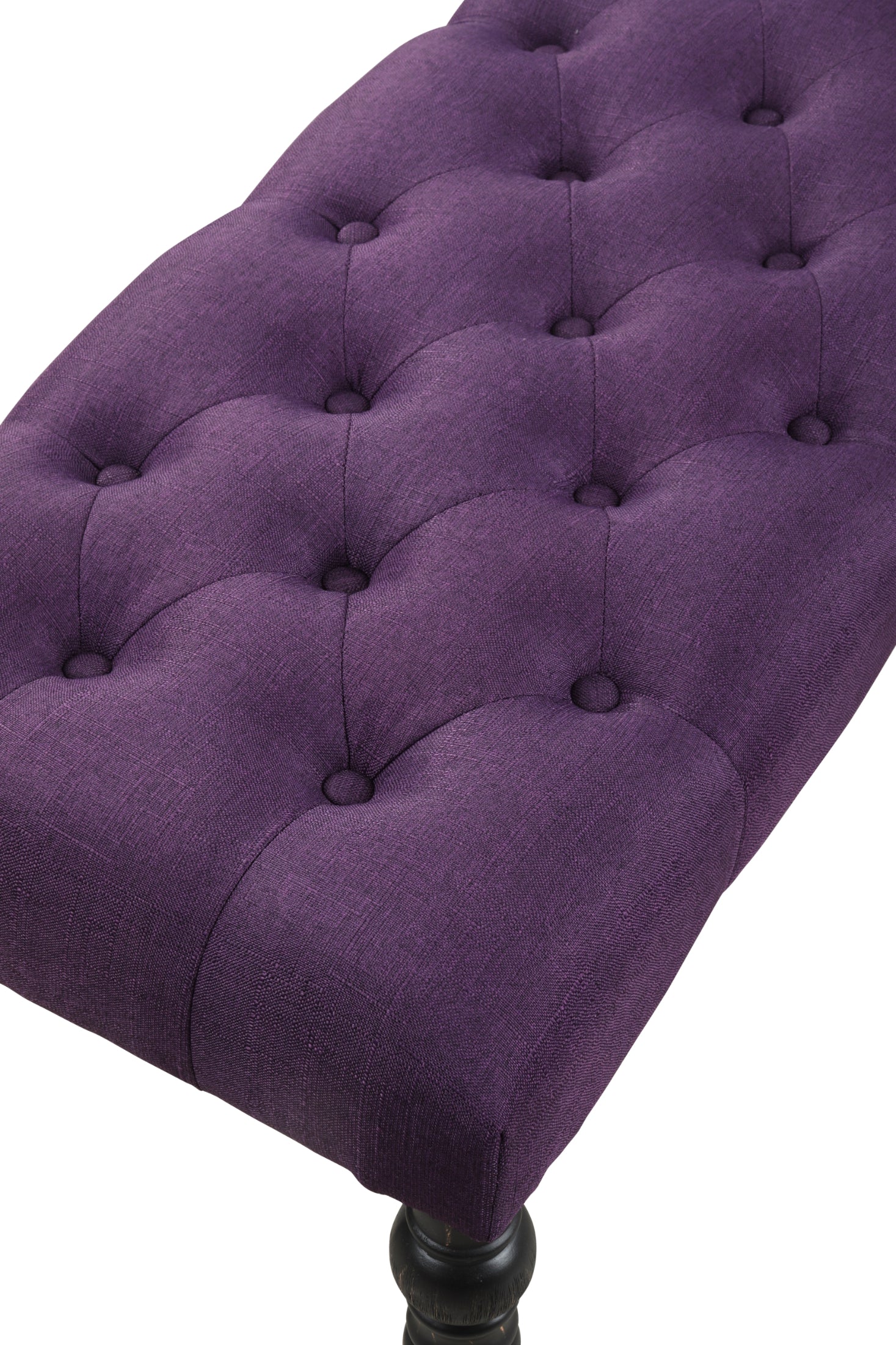 Roundhill Furniture Leviton Fabric Tufted Turned Leg Dining Bench - Purple Upholstered Seat with Sturdy Wooden Legs | Perfect for Kitchen Tables, Breakfast Nooks & Dining Room Decor