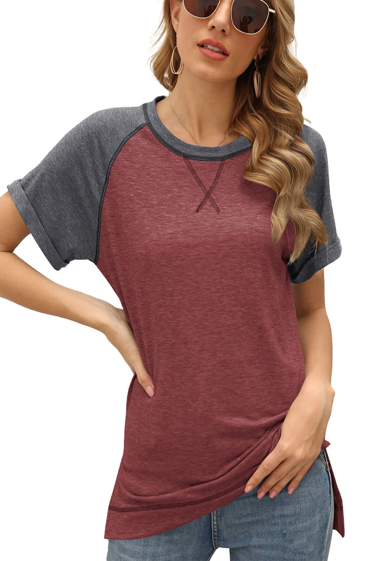 Ecobury Women's Summer Tops - V-Neck Short Sleeve Blouses with Petal Sleeves | Casual Wear for Beach, Vacation & Daily Outfits