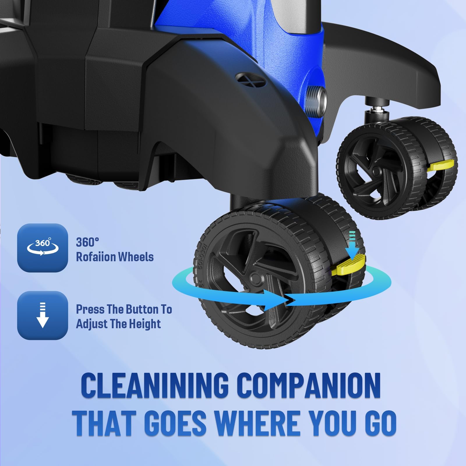4500 PSI Electric Pressure Washer with 3.2 GPM Flow, Upgraded Spray Handle & Smart Control - 4 Anti-Tipping Wheels for Easy Mobility - Perfect for Driveway Cleaning, House Washing, Deck & Patio Maintenance