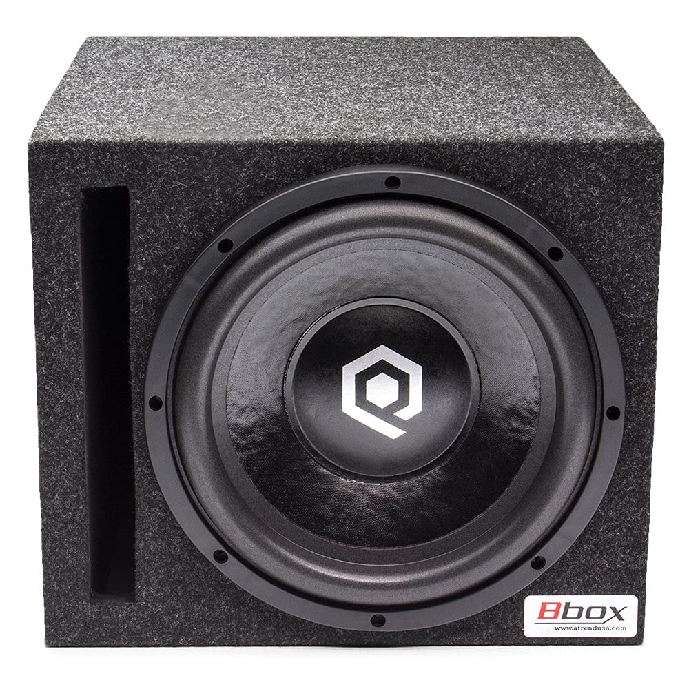 Atrend Bbox Car Pro Audio Speaker Enclosures - 10” Single Vented Subwoofer Box with High Grade MDF, Nickel Finish Terminals & 18 Gauge Cables for Enhanced Bass & Sound Quality | Perfect for Car Audio Upgrades & Custom Sound Systems