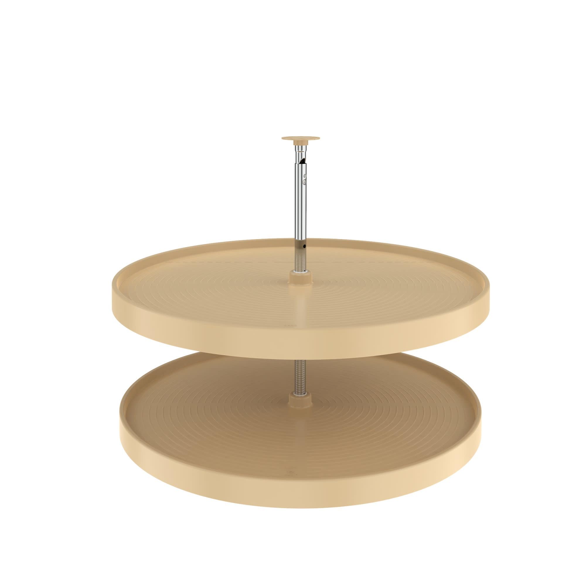 2-Tier Lazy Susan Turntable for Corner Base Cabinets - 360° Rotating Polymer Shelf Organizer for Spices, Condiments & Kitchen Storage (12