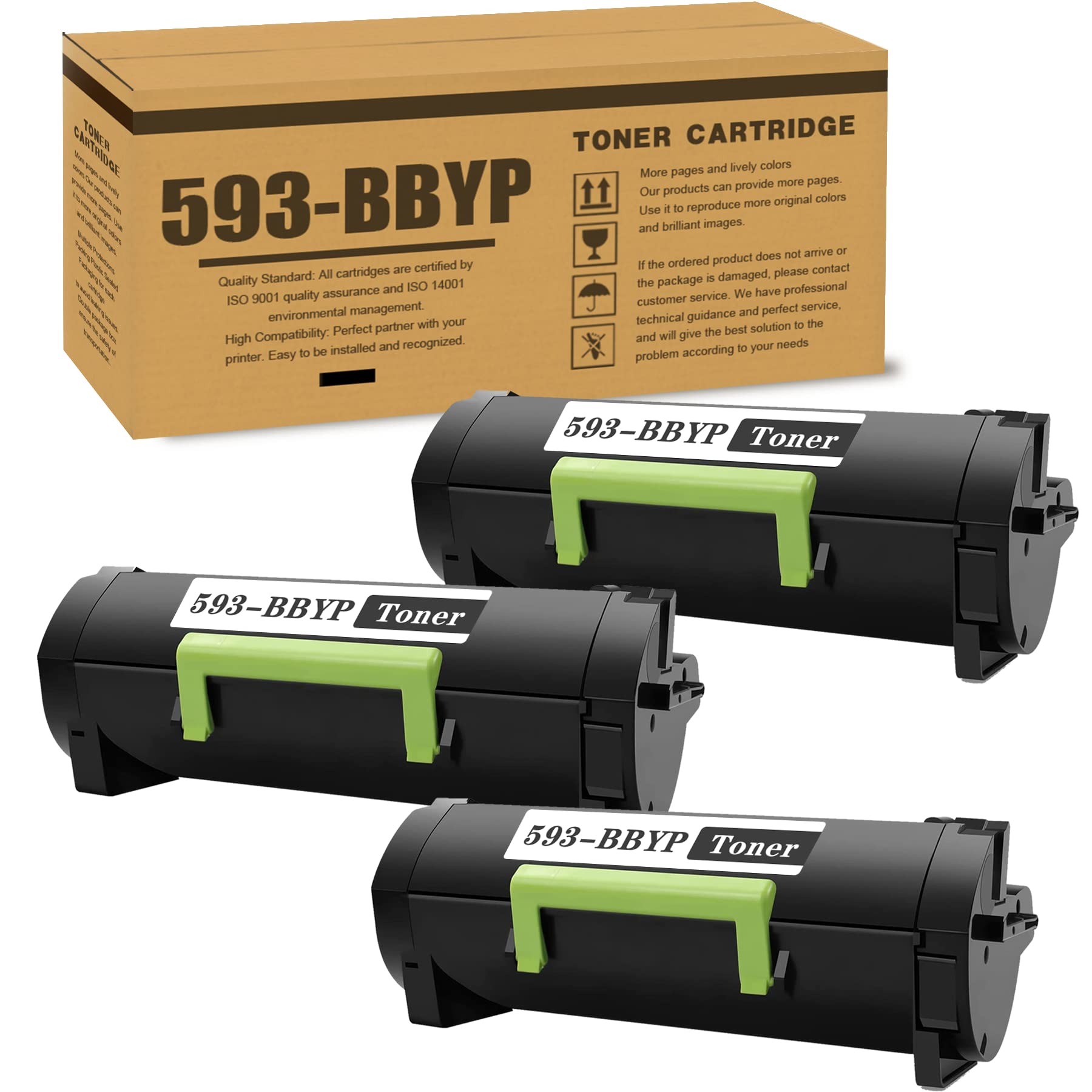 3-Pack 593-BBYP Compatible Toner Cartridge Replacement for DELL 593-BBYP S2830 S2830dn Printer - High Yield Printing for Office & Home Use