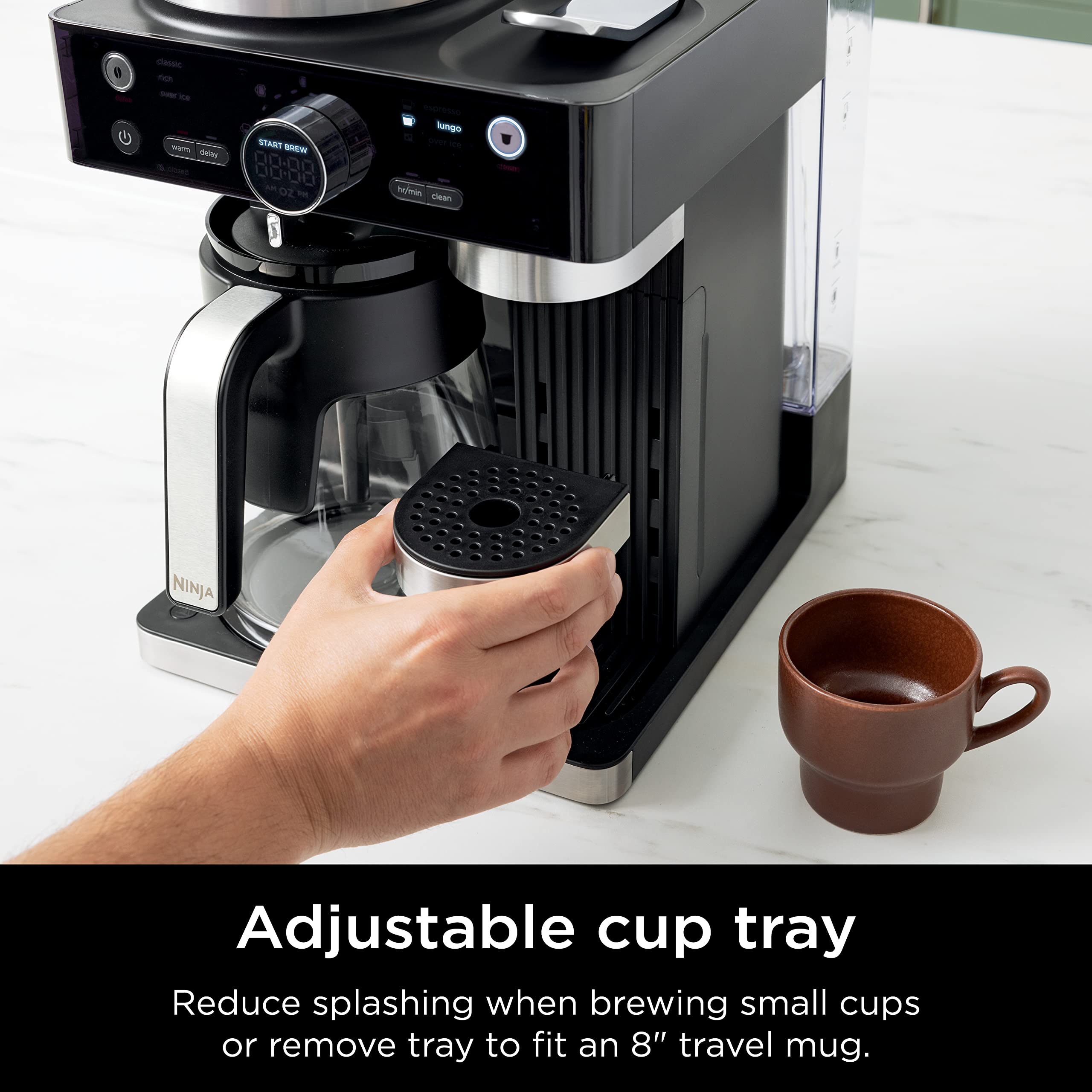 Ninja CFN601C Espresso & Coffee Barista System - Single-Serve Coffee Maker with 12-Cup Carafe, Built-in Milk Frother, Compatible with Nespresso Capsules (Black & Stainless Steel) - Perfect for Home, Office and Coffee Shops
