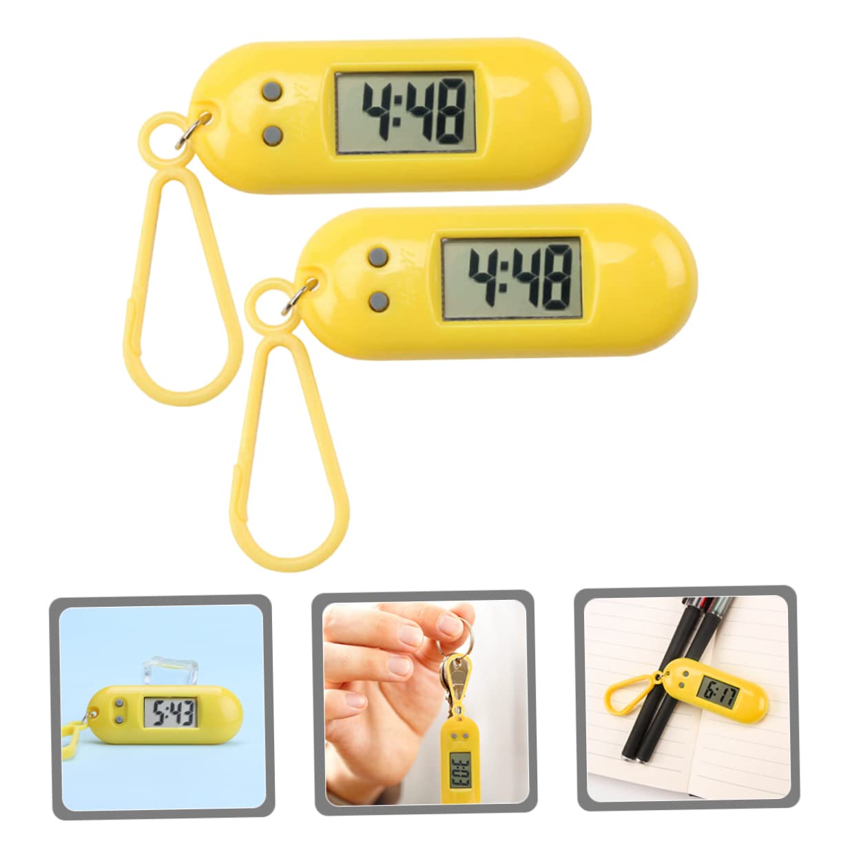 Mipcase 8 Pack Digital Electronic Keychain Watch - Mini Silent Plastic Hanging Watch for Students, Kids & Teachers - Perfect for School, Gifts & Everyday Use