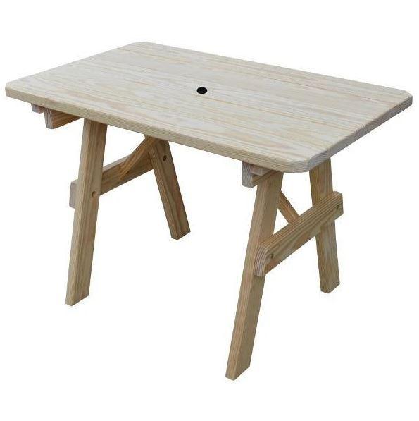 Unfinished Yellow Pine Traditional Dining Table by A&L Furniture - Rustic Farmhouse Style for Kitchen, Dining Room, or Outdoor Patio