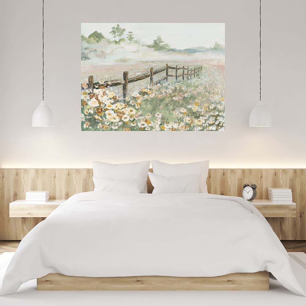 Floral Fine Art Canvas Fence Wall Decor by Patricia Pinto - Ready to Hang 32x24 Inch - Perfect for Living Room, Bedroom, Bathroom, Kitchen, Office, Bar & Dining Room - Elegant Home & Commercial Interior Design