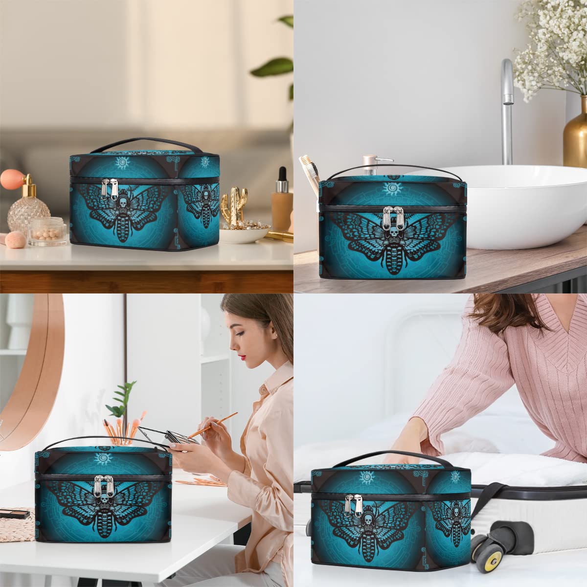 Gothic Butterfly Makeup Bag - Waterproof Travel Cosmetic Organizer for Women & Girls - Perfect for Travel & Daily Use