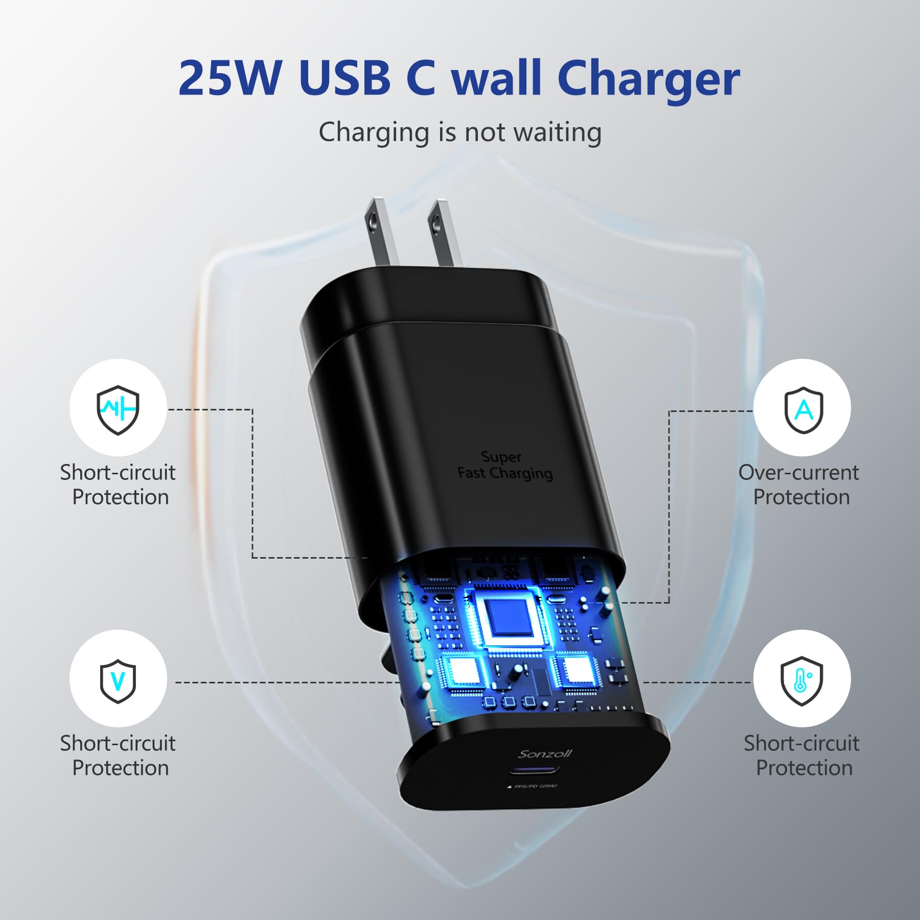 2 in 1 Samsung Watch Charger & USB C Fast Charger - 5FT Magnetic Charging Cable Compatible with Galaxy Watch 7/6/5/4/3/Active2 & Galaxy S24/S23/S22/S21/S20 - Perfect for Travel, Office & Nightstand Charging