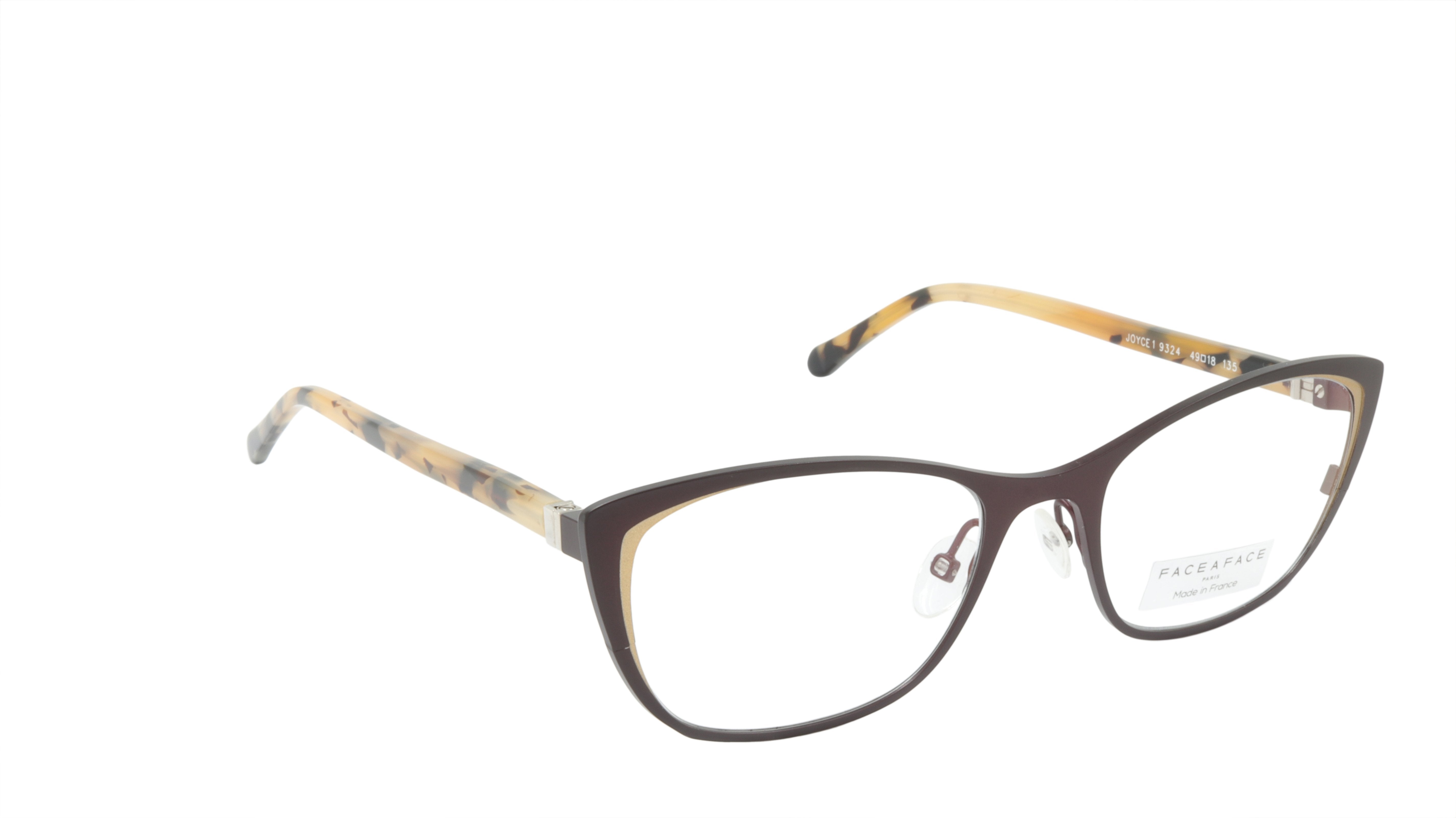 Face A Face JOYCE 1 Col. 9324 Acetate Eyeglasses Frame - Dark Aubergine Color | Stylish & Durable Acetate Material | Perfect for Work, Reading & Fashion Accessories
