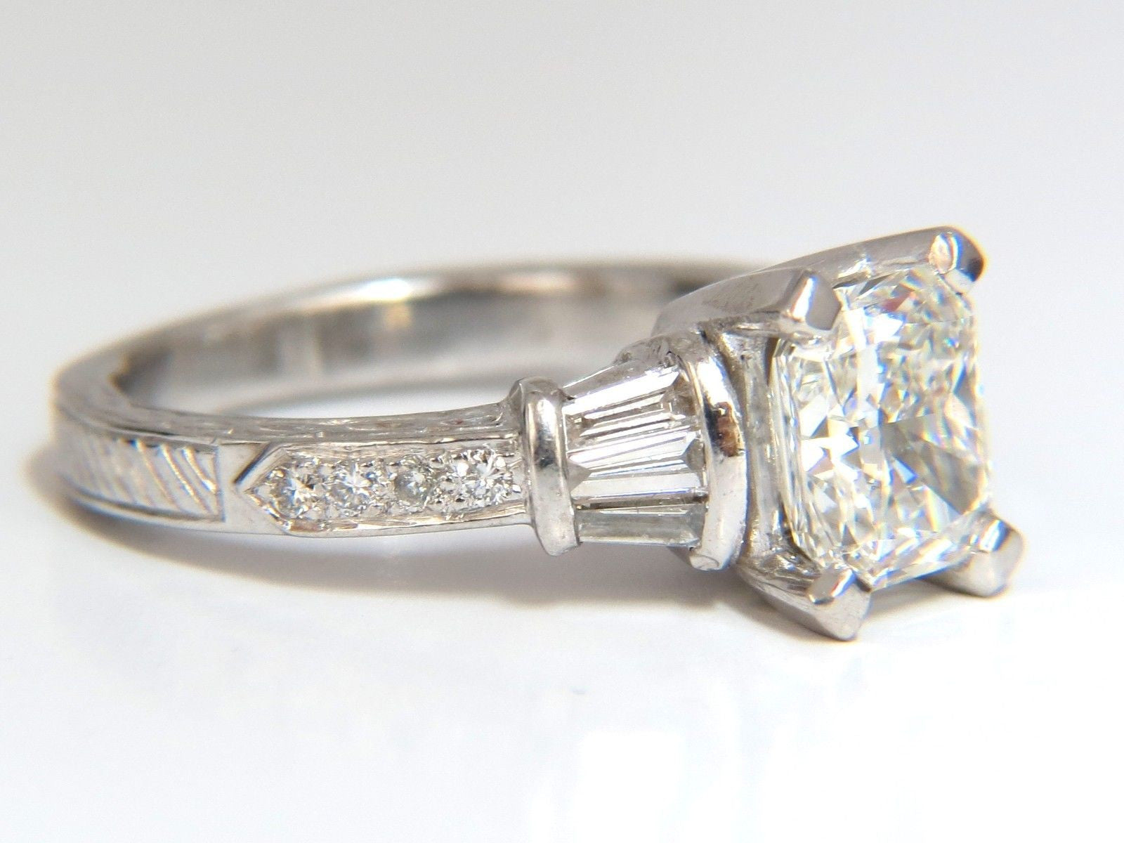 GIA Certified 2.00ct Cushion Cut Diamond Engagement Ring - G/VVS2 Platinum with Baguette Accents | Elegant Wedding, Anniversary & Special Occasion Jewelry