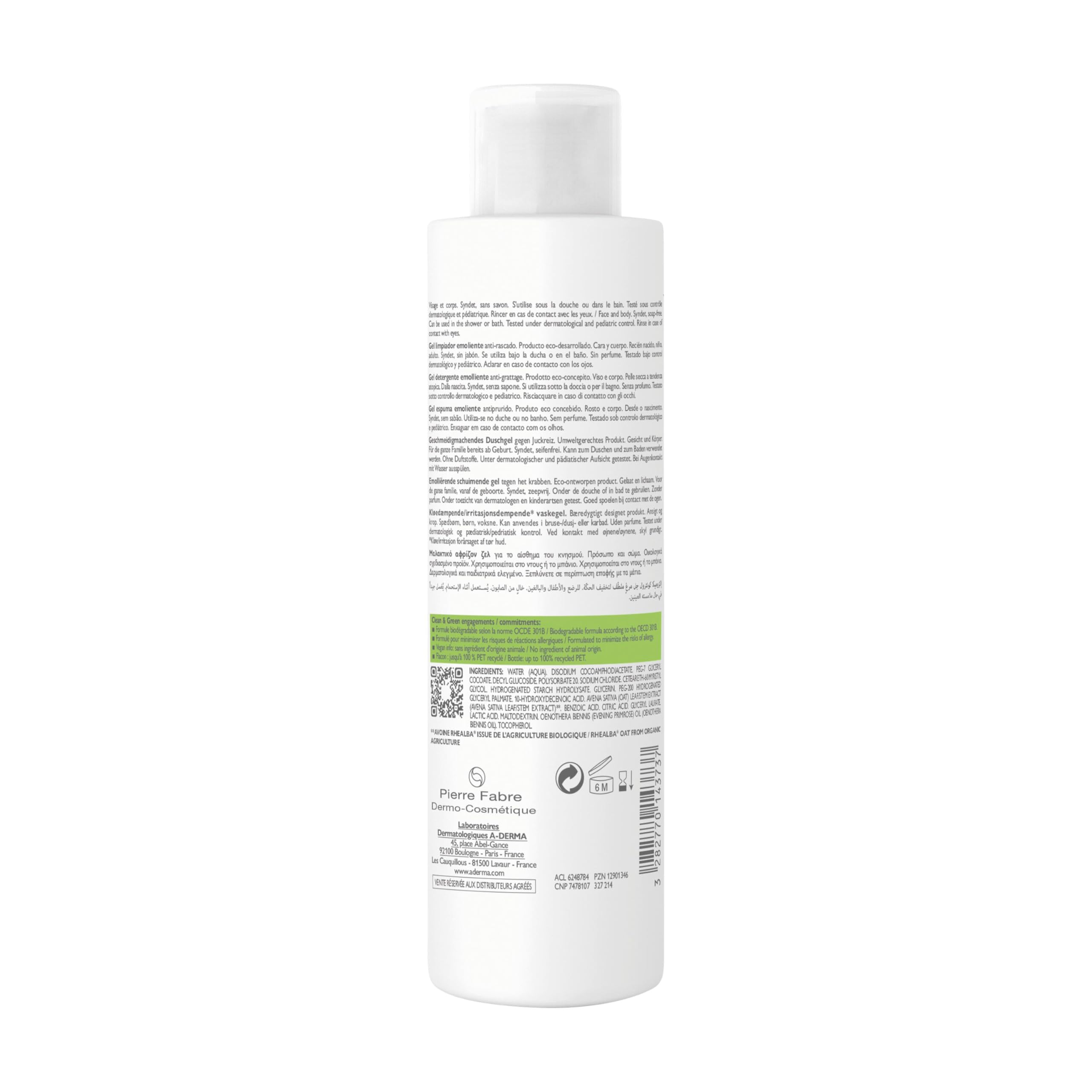 A-derma Exomega Control Emollient 2-in-1 Washing Gel for Children - 200ml | Soothing & Hydrating Bath Solution for Sensitive Skin | Perfect for Daily Baby Care & Eczema-Prone Skin