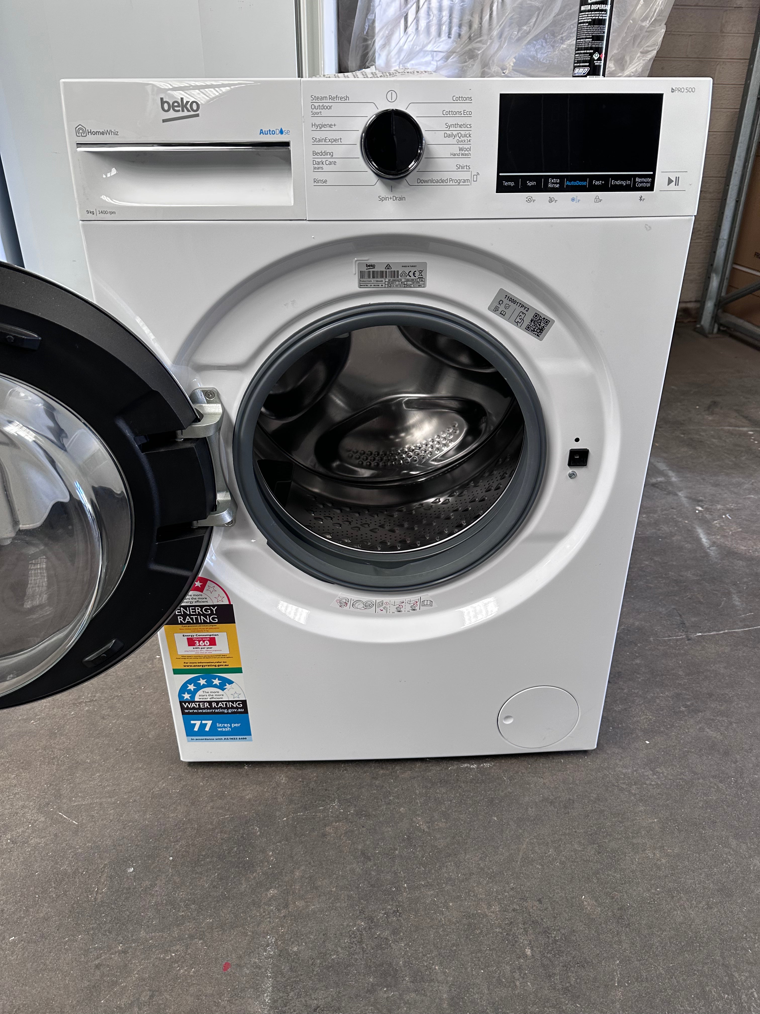 Beko BFLB902ADW 9kg Auto Dose Front Load Washing Machine - Energy Efficient, Quiet Operation - Perfect for Apartments & Small Homes (Factory Second)