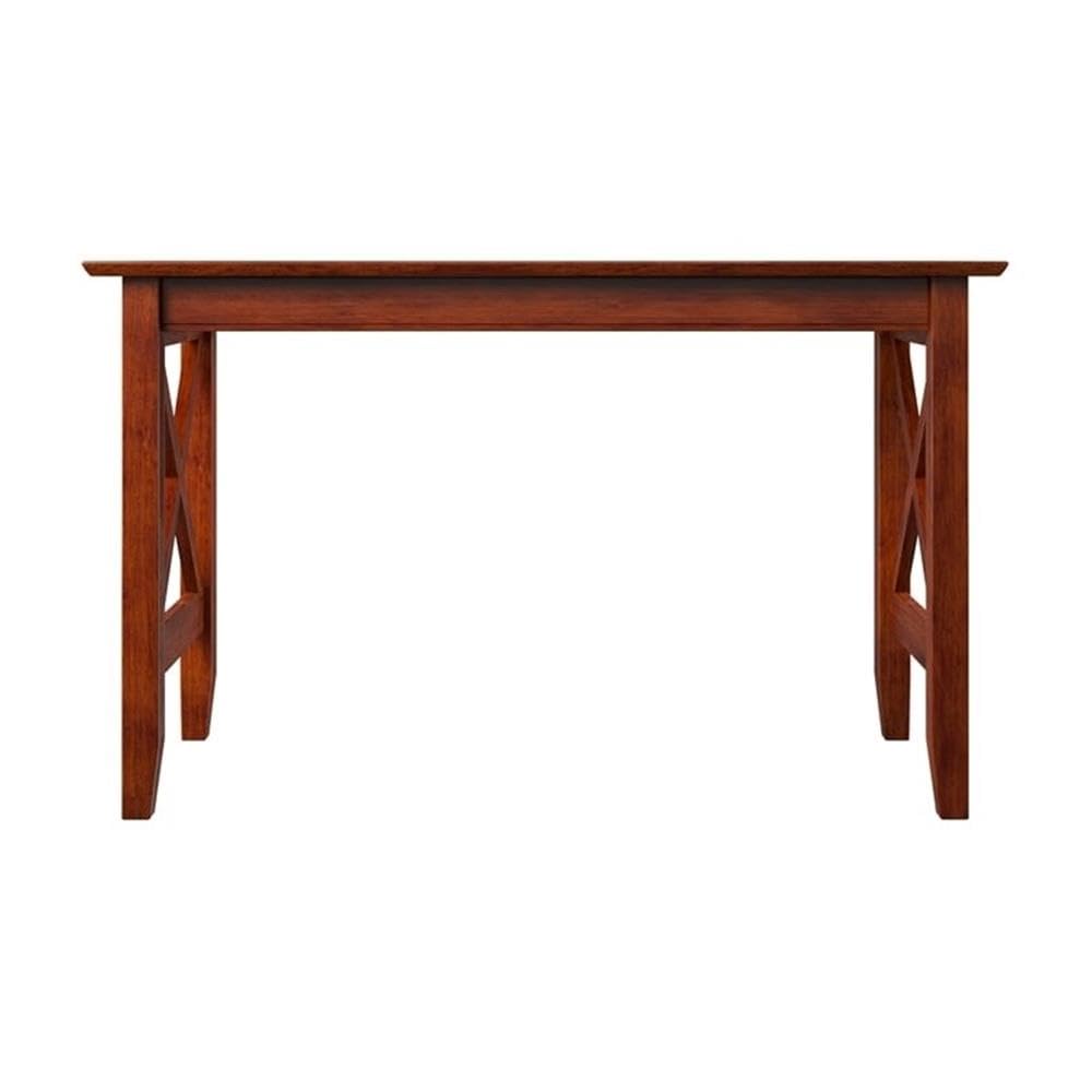 Pemberly Row Solid Wood Writing Desk in Walnut - Home Office Desk with Drawers, Modern Study Desk for Small Spaces, Perfect for Remote Work & Online Learning