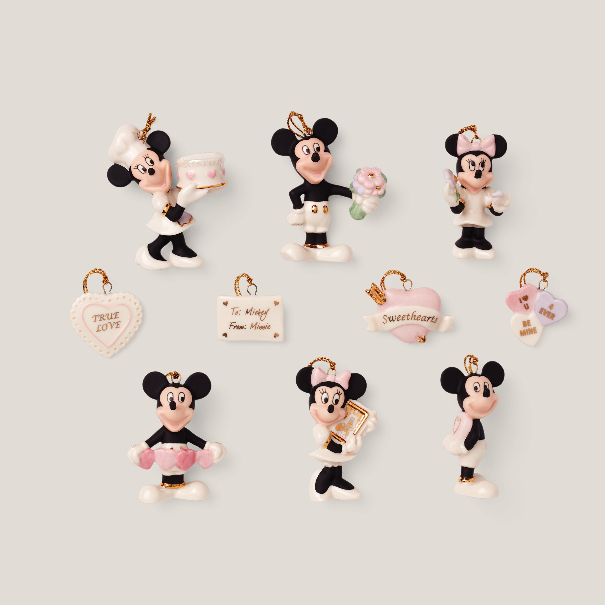 Disney Romantic Moments 10-Piece Christmas Ornament Set - Perfect for Holiday Decorations, Gift Giving & Disney Lovers