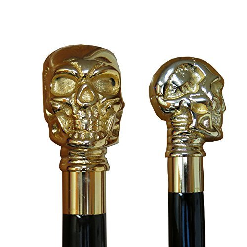 Vintage Gold Skull Brass Walking Cane - Stylish & Durable Mobility Aid for Men & Women - Perfect for Gothic Fashion, Cosplay, Halloween & Everyday Use
